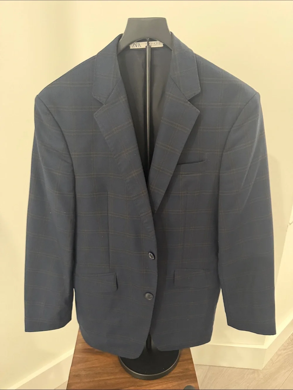 Zara Men's Navy Windowpane Sport Coat size US38